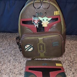 Loungefly boba fett mini backpack with wallet